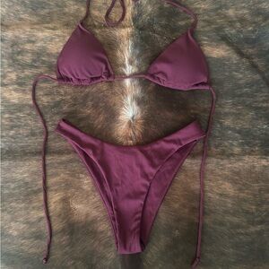 SHEIN Wine Two-Piece Swimsuit